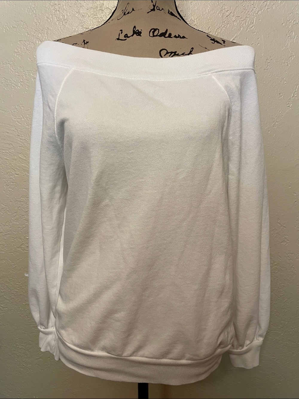 a.n.a White Off-Shoulder Sweatshirt